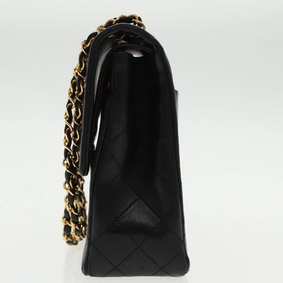 CHANEL Matelasse Chain Hand Bag Lamb Skin Black Gold CC Auth 95715AV - Picture 4 of 16